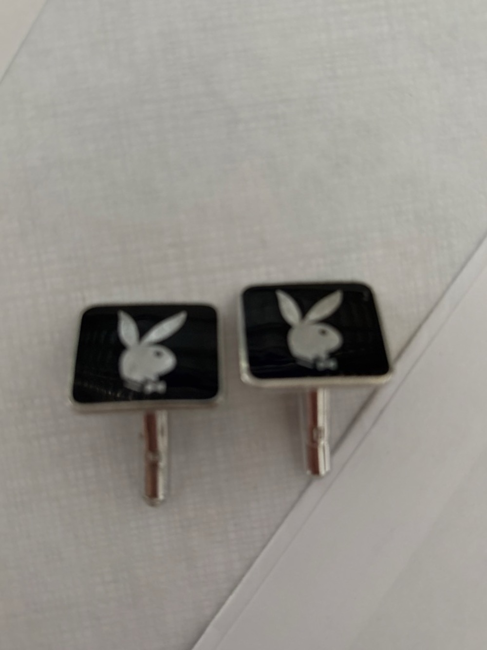 PLAYBOY Black & Silver Bunny Logo Cufflinks